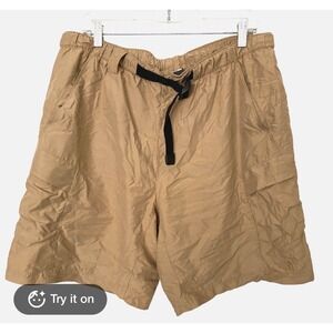 REI Co-op Mens Hiking Shorts Tan Khaki Belted Nylon Outdoor Cargo Medium